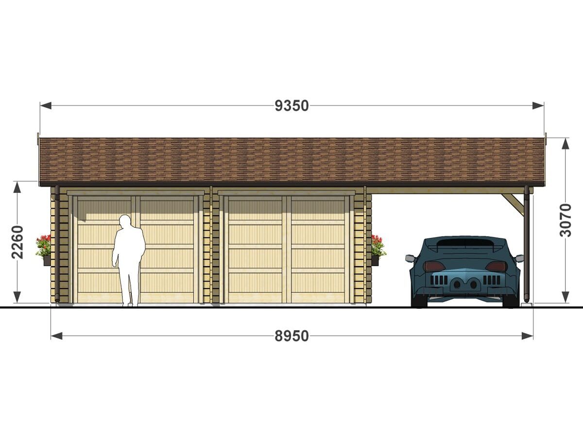 Garage 6x6 double + carport f1-min