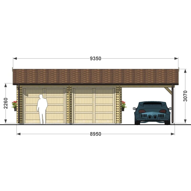 Garage 6x6 double + carport f1-min