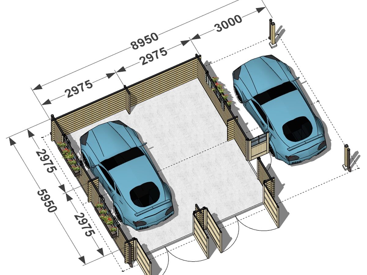 Garage 6x6 double + carport p2-min